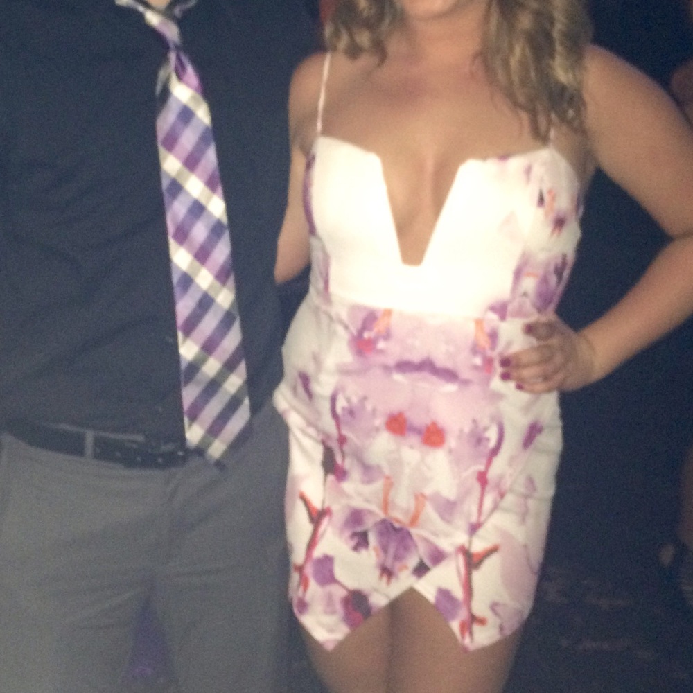 Low cut multi color mini dress